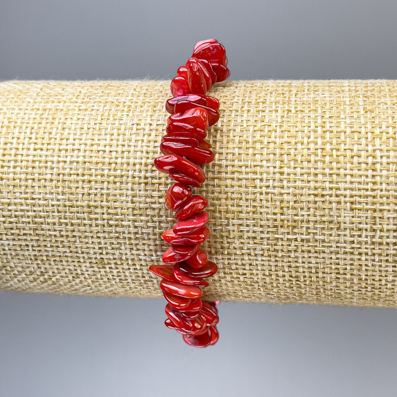 Bracelet of mother-of-pearl chips, bead size 9×2 mm, length 18 cm ±, elastic