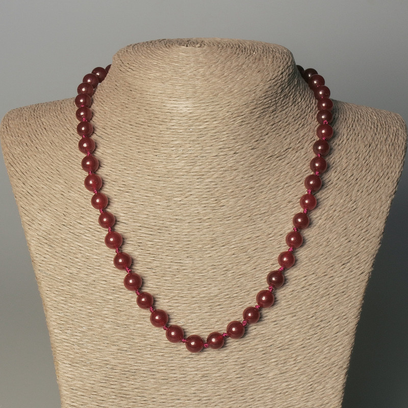 Tinted Quartz Necklace, Smooth Bead, 8mm Diameter, 50mm Length, with Clasp