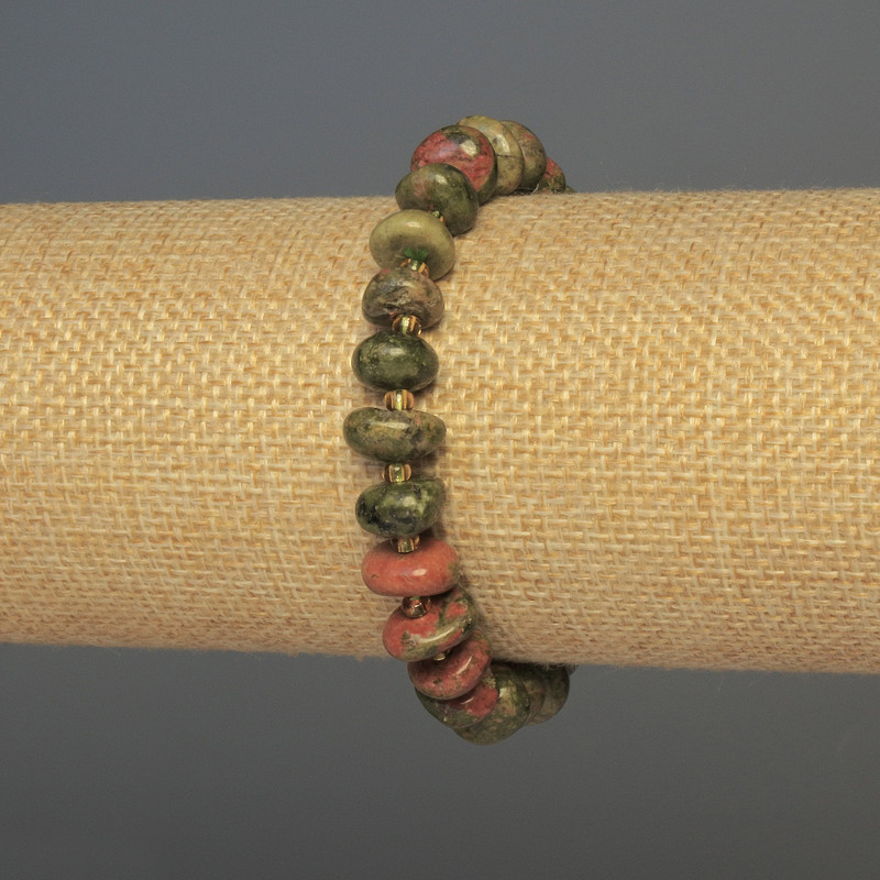 Heliotrope Bracelet - Tumbled Beads, 10×5 mm, 18 cm Stretch