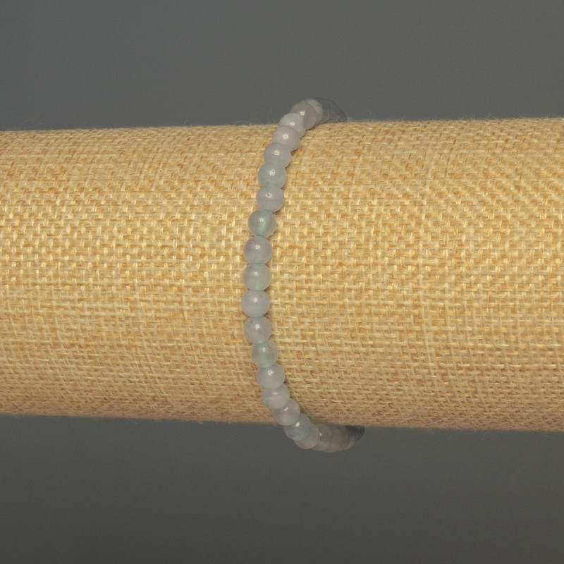 Aquamarine Bracelet with Smooth Beads, 4–5 mm, 18 cm length, Stretch