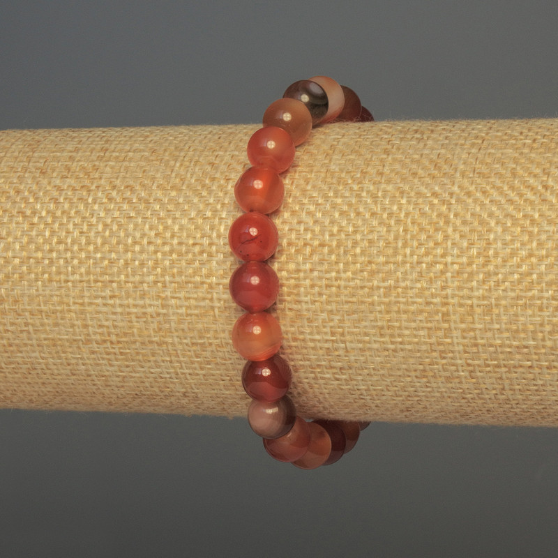 Agate Bracelet with Smooth Beads, 8mm, 18cm Stretch