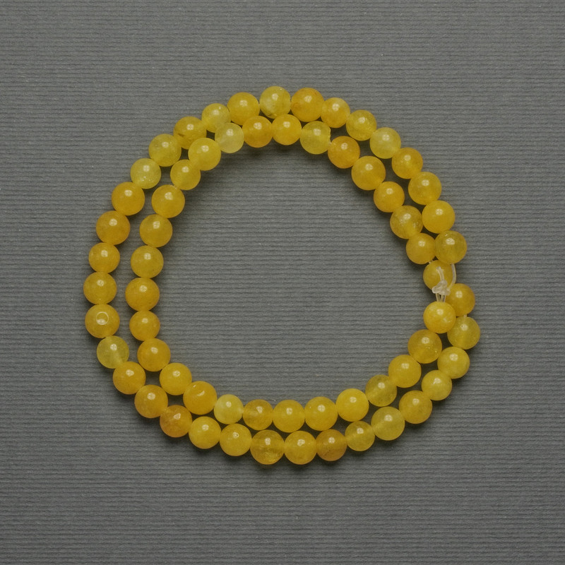 Citrine Beads (Imitation) Smooth Sphere, Diameter 6mm± on Beading Wire, Length 37cm+