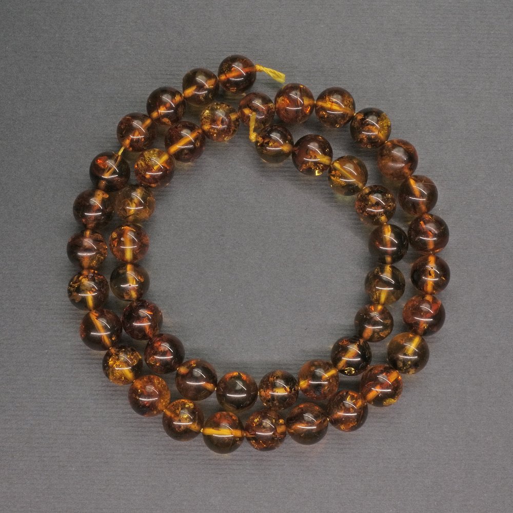 Amber Beads, Smooth Ball, 8 mm Diameter, Length 40 cm ±