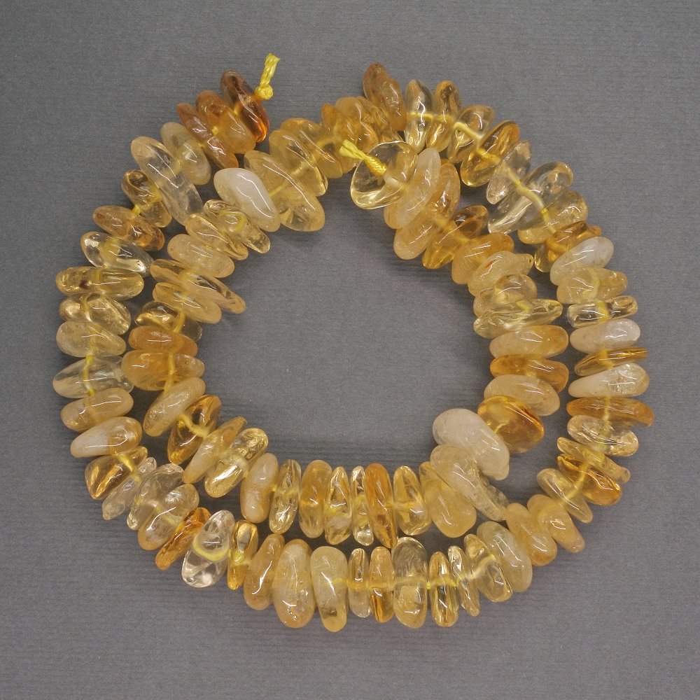 Citrine natural stone chip beads, diameter 9–12×4 mm, length 41 cm ±
