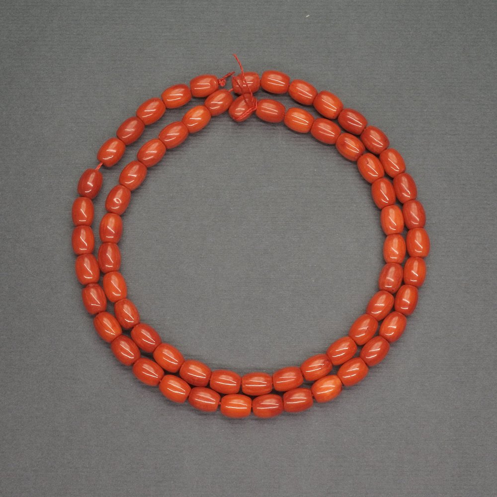 Natural orange coral barrel beads, 5x6 mm diameter, 40 cm length