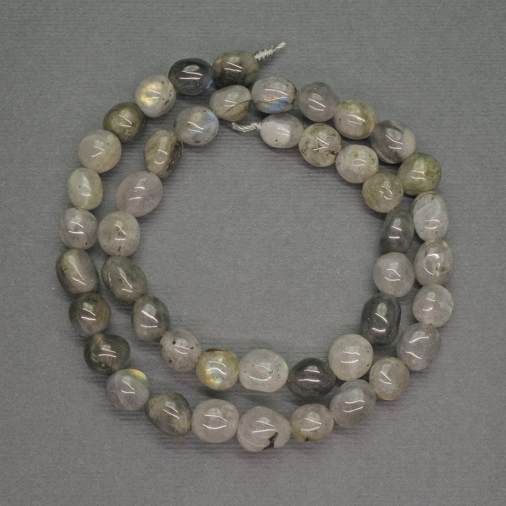Labradorite natural stone beads, cabochon-cut, 8 mm diameter, 39 cm length