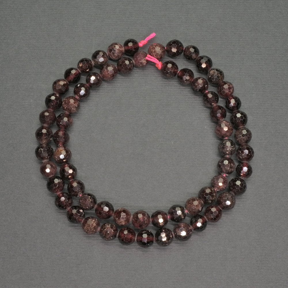 Garnet natural stone beads, faceted ball, diameter 6 mm+-, length 38 cm+-