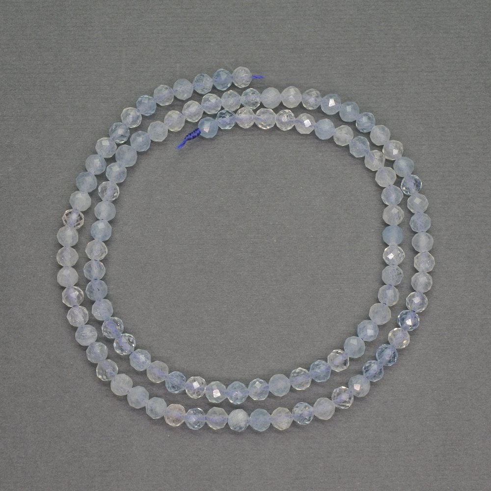 Natural gemstone beads Aquamarine faceted round bead, diameter 4mm+-, length 39cm+
