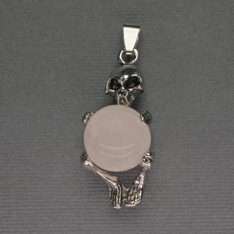 Pendant 'Skeleton' Rock Crystal Ball, diameter 16mm ± 20x50mm+