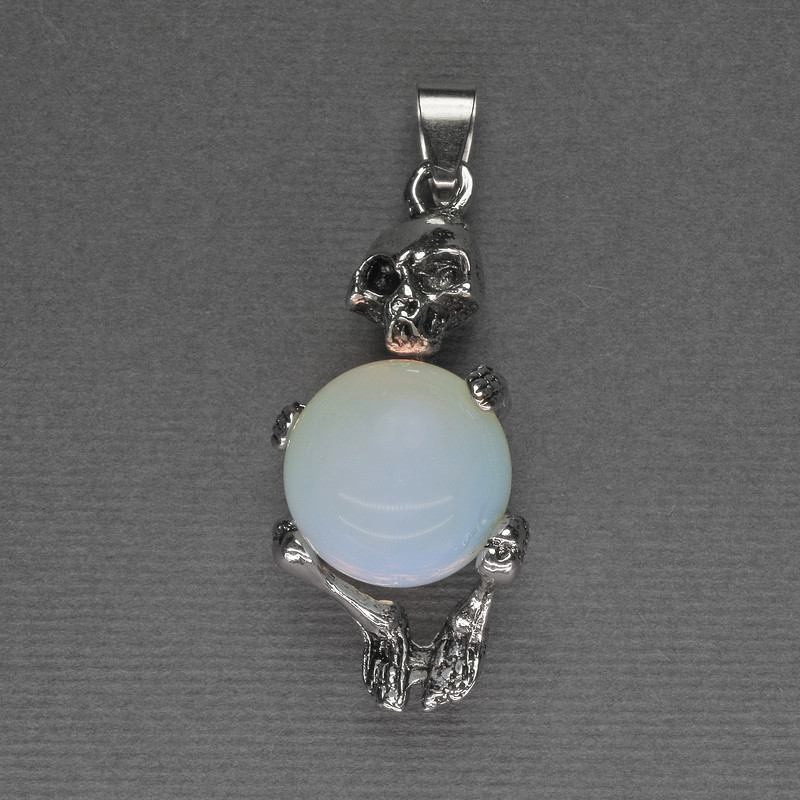 Pendant Skeleton Moonstone bead, diameter 16mm ± 20x50mm