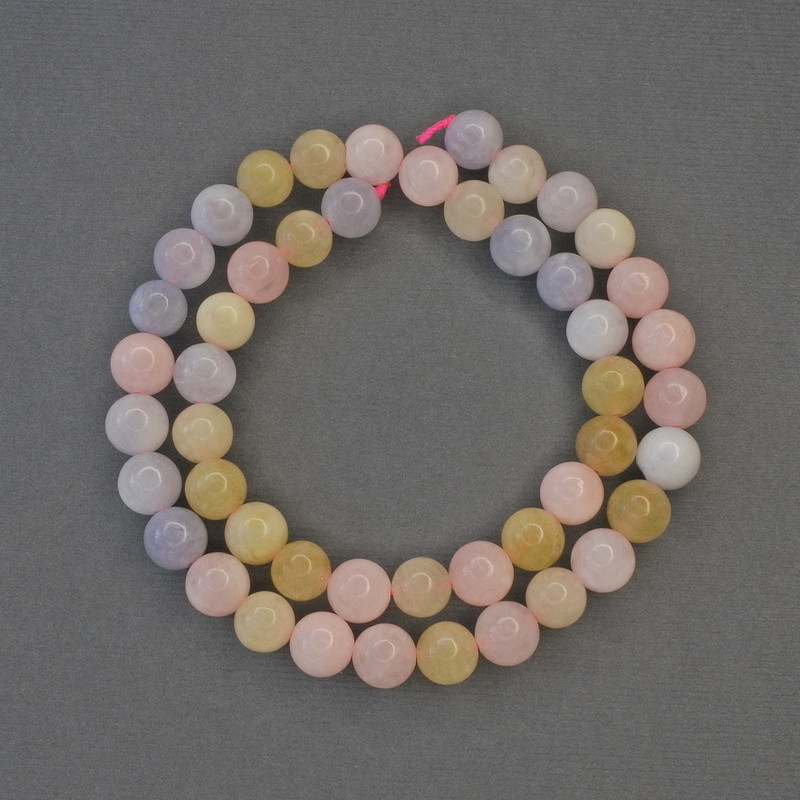 Morganite Beads Smooth Ball, 8 mm Diameter +/- on Thread, Length 39 cm+
