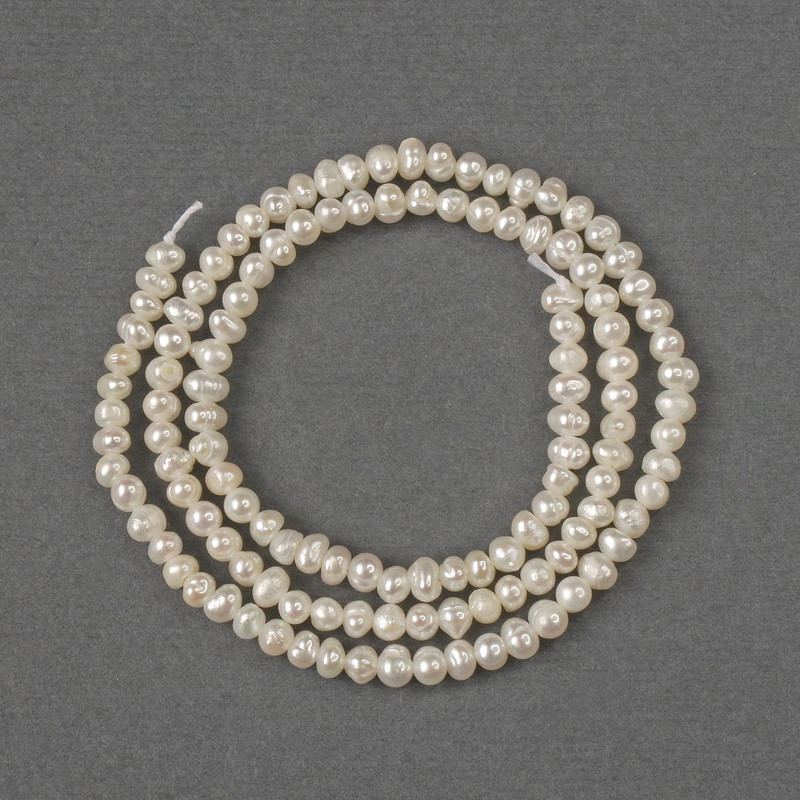 Natural freshwater pearl beads 3x4 mm, 35 cm long on thread