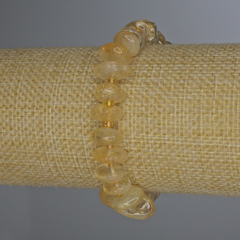 Bracelet with Citrine Faceted Beads 9-16×5 mm ± with 3 mm seed beads, 18 cm stretch