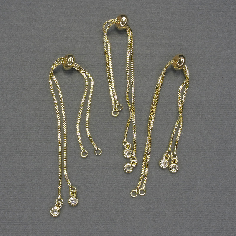 Slider Bracelet Base, length approx. 22 cm, white crystals, gold-tone metal