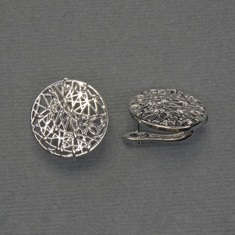 Earring posts in silver-toned metal, diameter 18mm+, pair