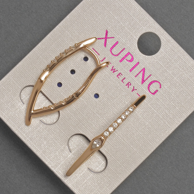 Xuping Earrings with White Crystals, diameter 2–3 mm, length 32 mm, 18K Gold Plating