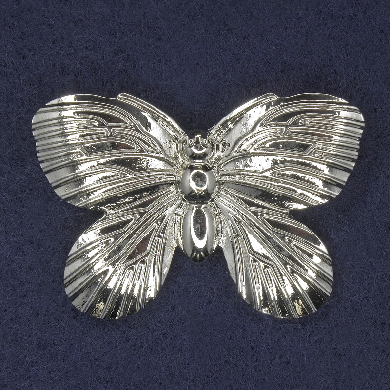 Butterfly Brooch, silver-toned metal, 42x30 mm+