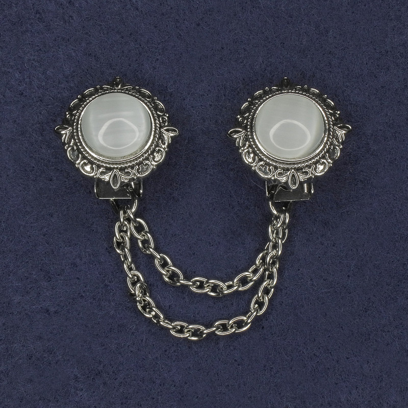 Brooch for Cardigans with Gray Cat's Eye