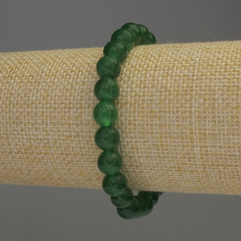 Chrysoprase bracelet with smooth beads, 8 mm diameter, 18 cm length, stretch