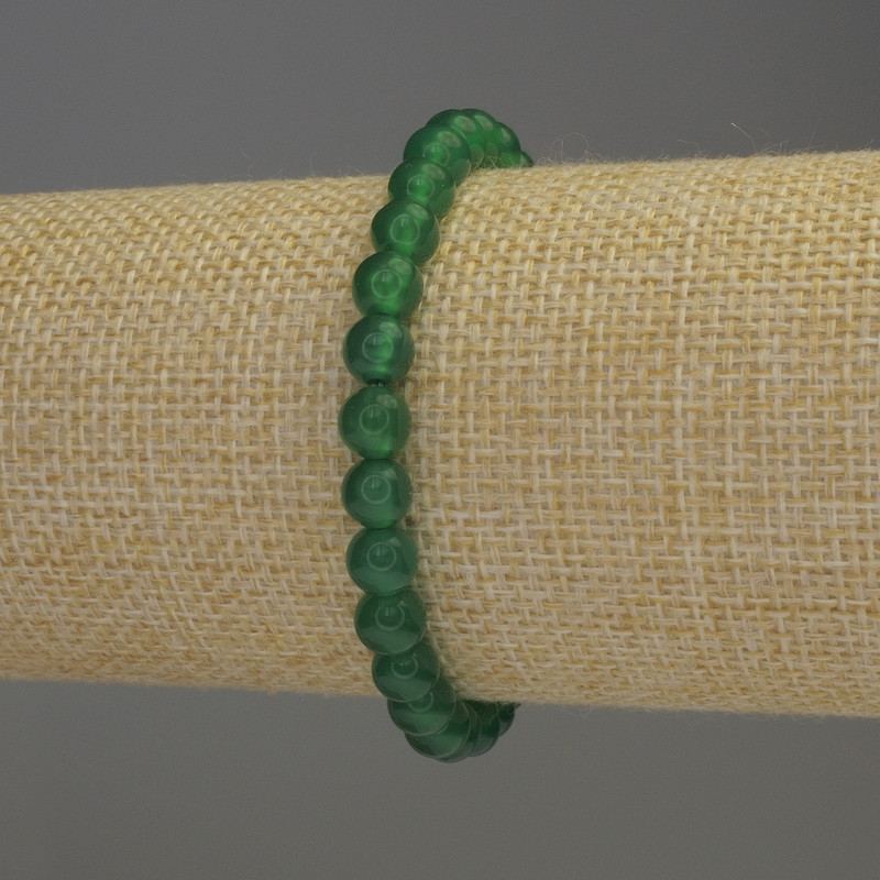 Chrysoprase Bracelet with Smooth Beads, 6 mm Diameter, 18 cm Length, Stretch