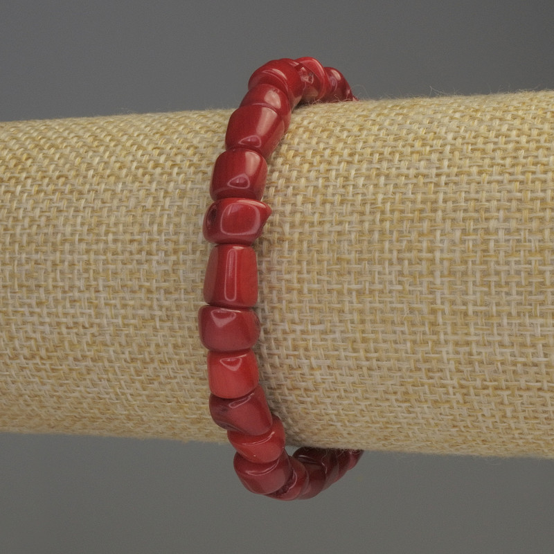 Coral rubble bracelet, 5–8×8 mm diameter, 18 cm length, stretch