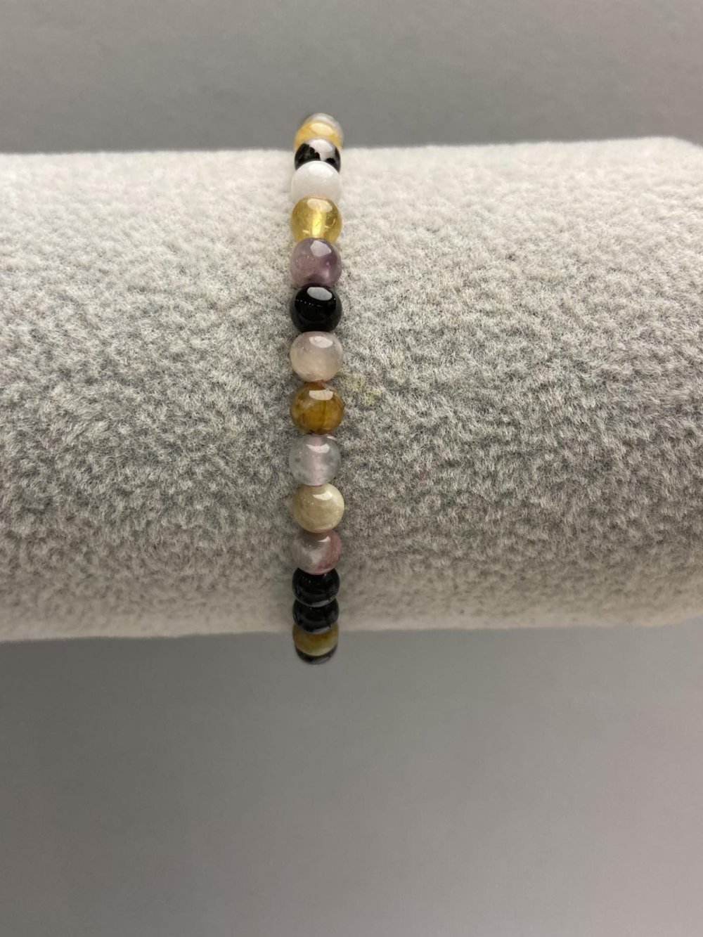 Tourmaline Bracelet with Smooth Beads, 4.5 mm Diameter, 18 cm Length, Elastic