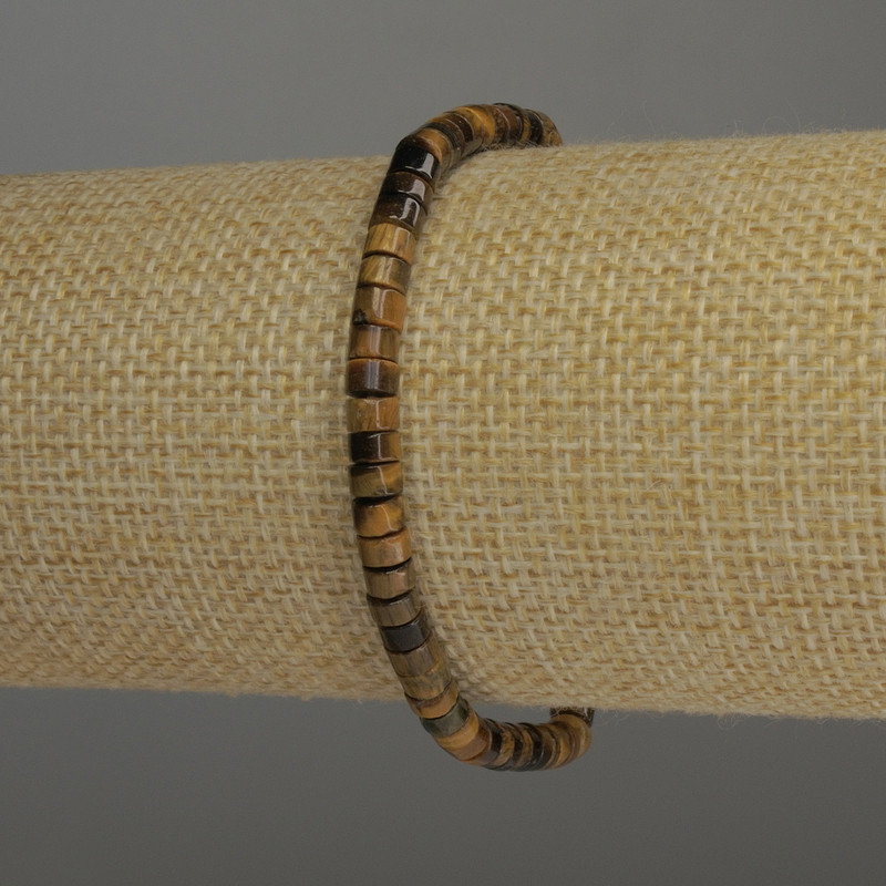 Tiger's Eye Rondelle Bracelet, diameter 4.5×3 mm, length 18 cm, stretch