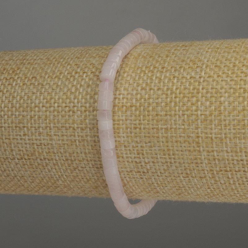 Pink Quartz Rondelle Bracelet, 4.5 × 3 mm, 18 cm stretch