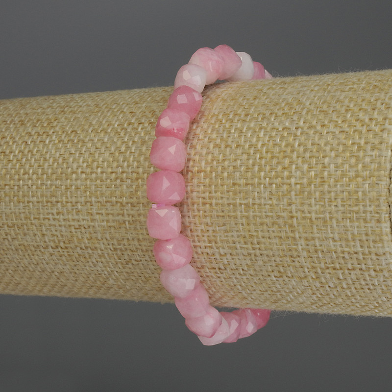 Tourmaline bracelet with faceted cube beads, 7 mm diameter, 18 cm stretch