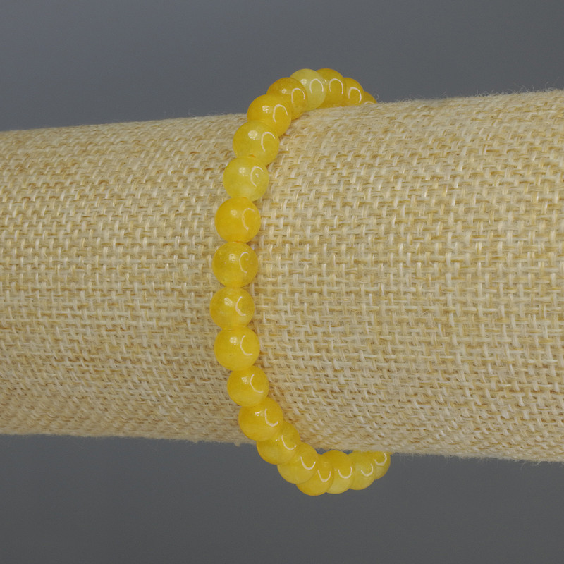 Citrine bracelet with smooth beads, 6 mm diameter, 18 cm stretch