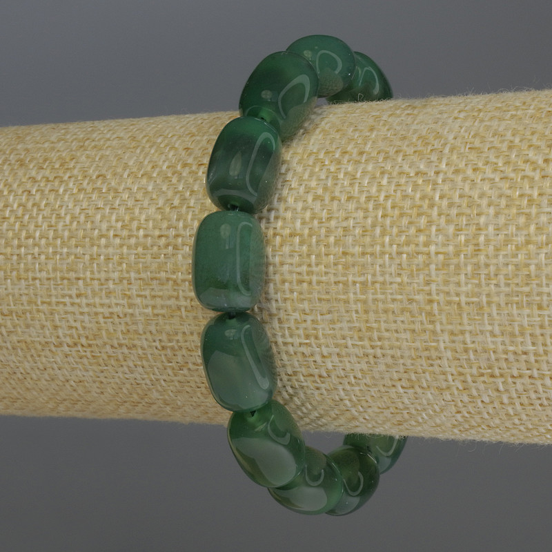 Agate Barrel Bracelet, diameter 14x10 mm, 18 cm stretch