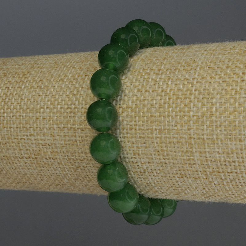 Chrysoprase bracelet with smooth beads, 10 mm diameter, 18 cm length, elastic
