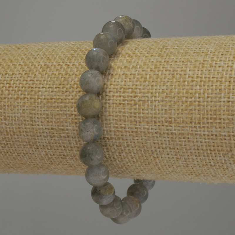 Labradorite bracelet with smooth beads, 8mm diameter, 18 cm stretch