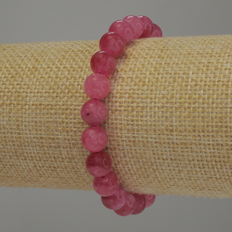 Tourmaline Bracelet with Smooth Beads, 8 mm Diameter, 18 cm Length, Stretch