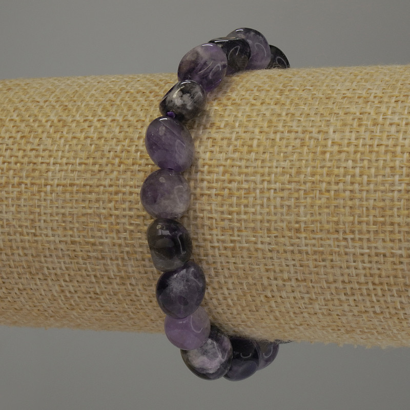 Amethyst tumbled bracelet, 10x10 mm diameter, 18 cm stretch
