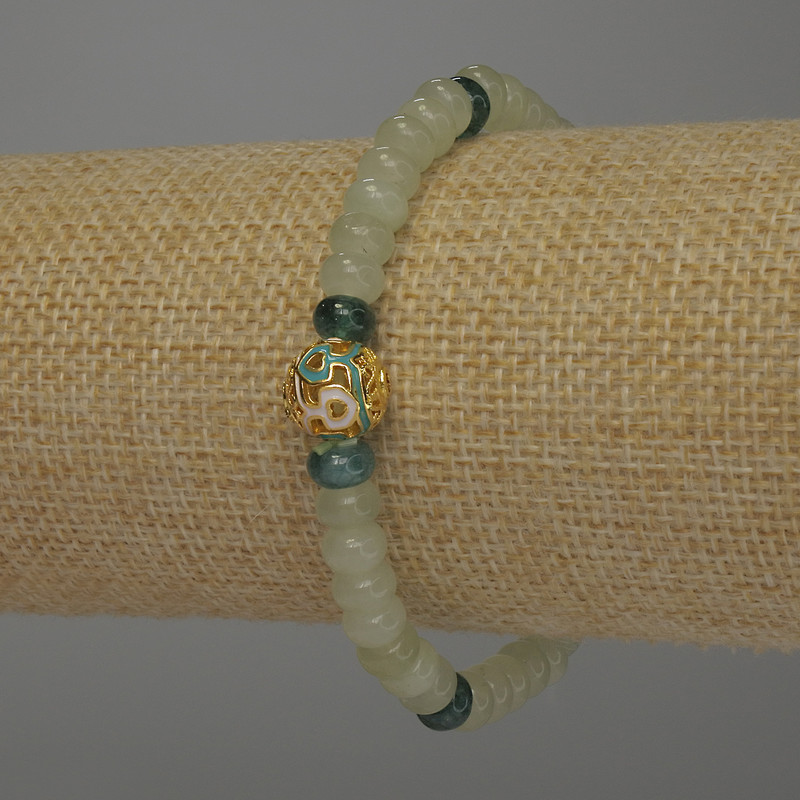 Onyx Rondelle Bracelet, 6x4 mm, 18 cm, stretch