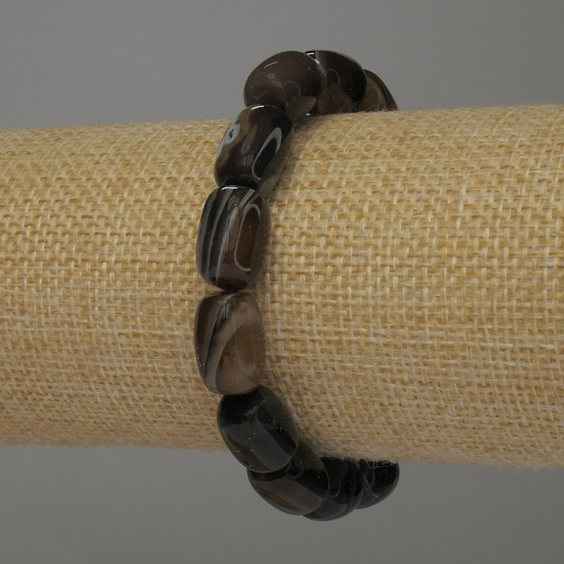 Agate Barrel Bracelet 14x10mm+-, 18cm stretch