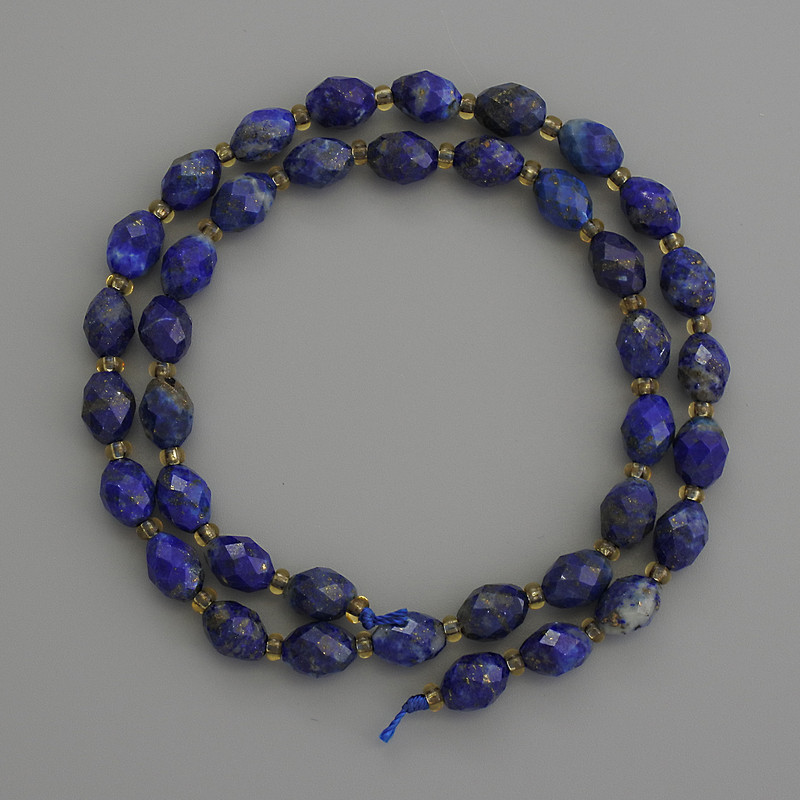 Natural Lazurite Beads, Faceted Seed Beads, 8×6 mm, with 3 mm beads, 39 cm long