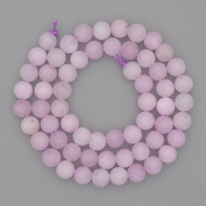 Kunzite Beads, Smooth Round Bead, 6mm Diameter, On Thread, 38cm Length