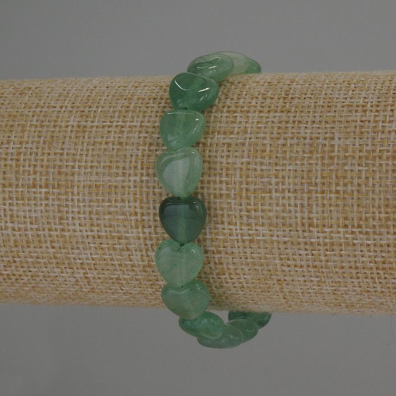 Jade Hearts Bracelet, 18 cm stretch