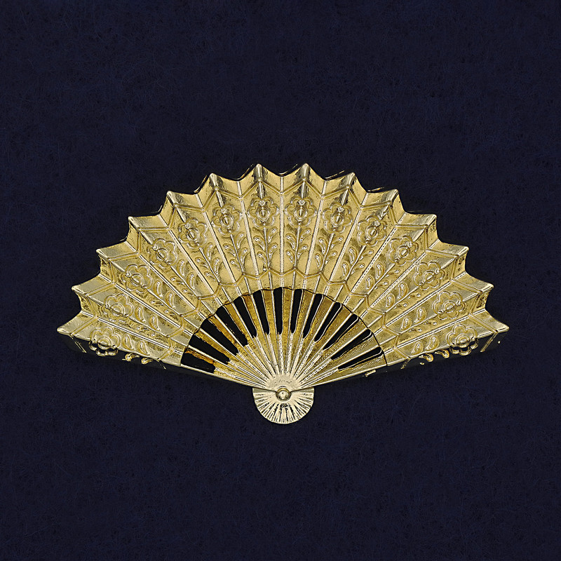 Brooch 'Fan' gold-tone metal 54x35mm+