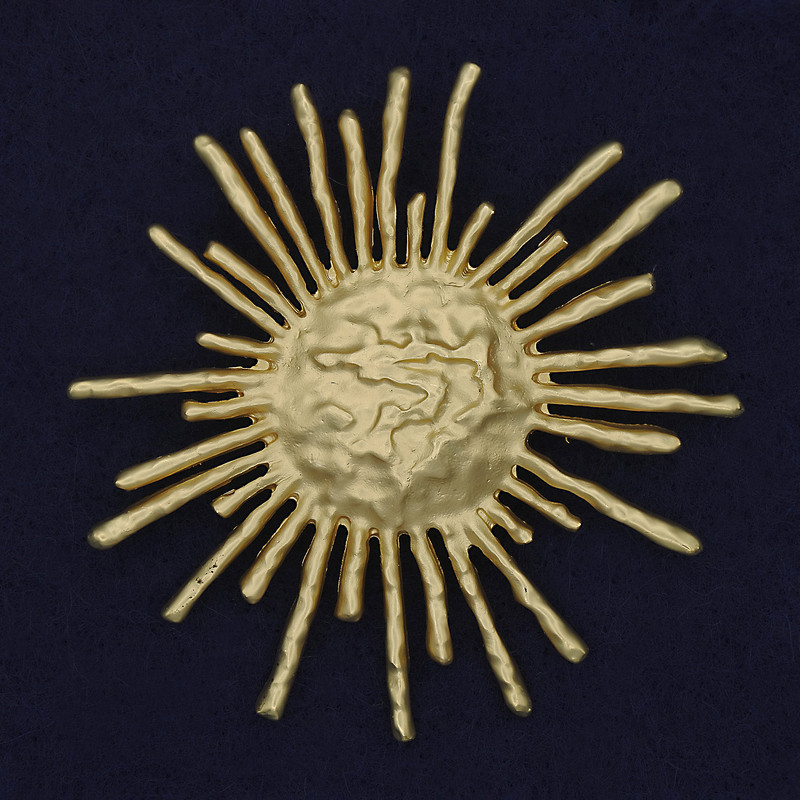 Brooch Accent Sun - Golden Pearl Color, Golden Metal, 65mm+