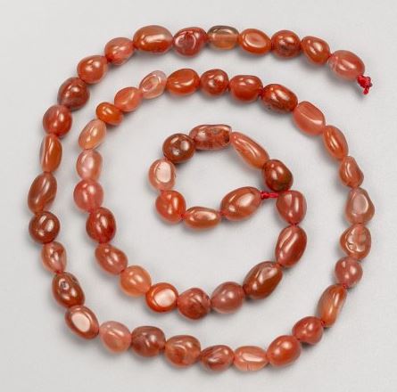 Faceted Carnelian Beads on a Thread, 8–10 mm Diameter, 40 cm Length
