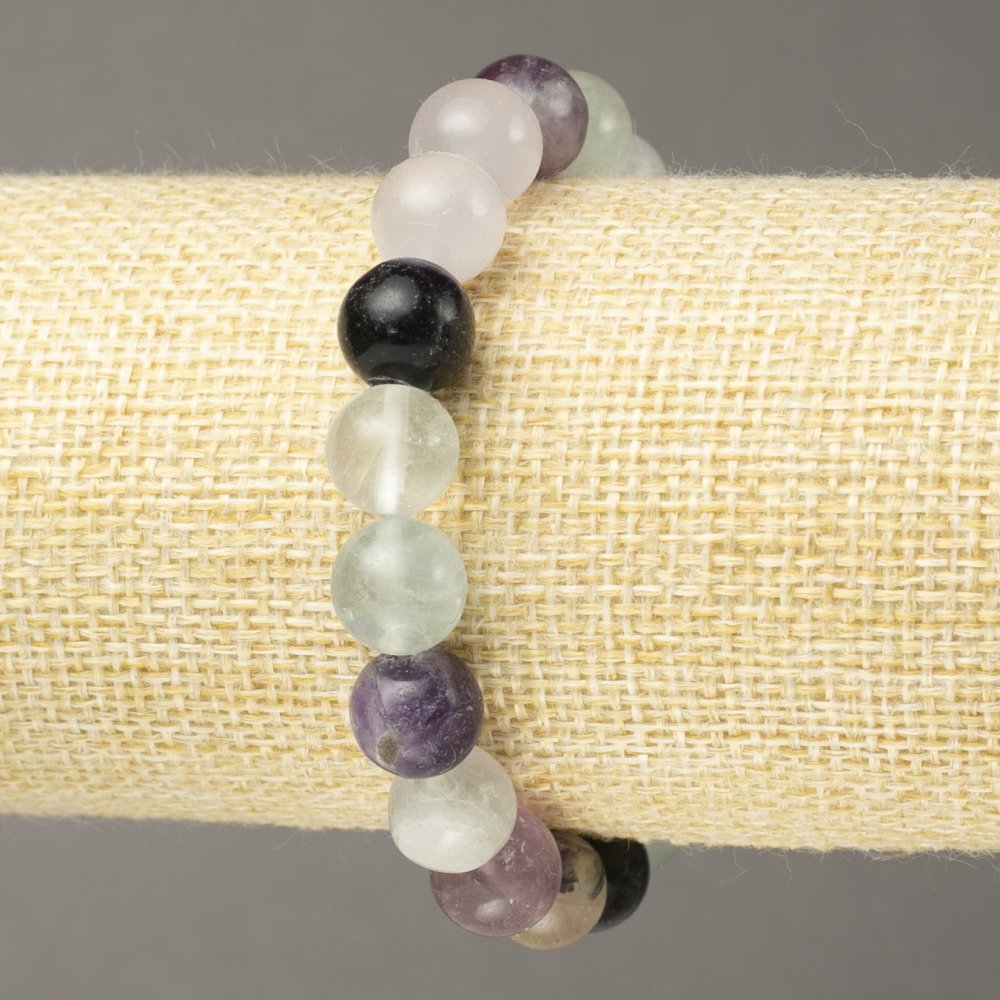 Elastic bracelet with natural fluorite, smooth bead, diameter 10 mm+