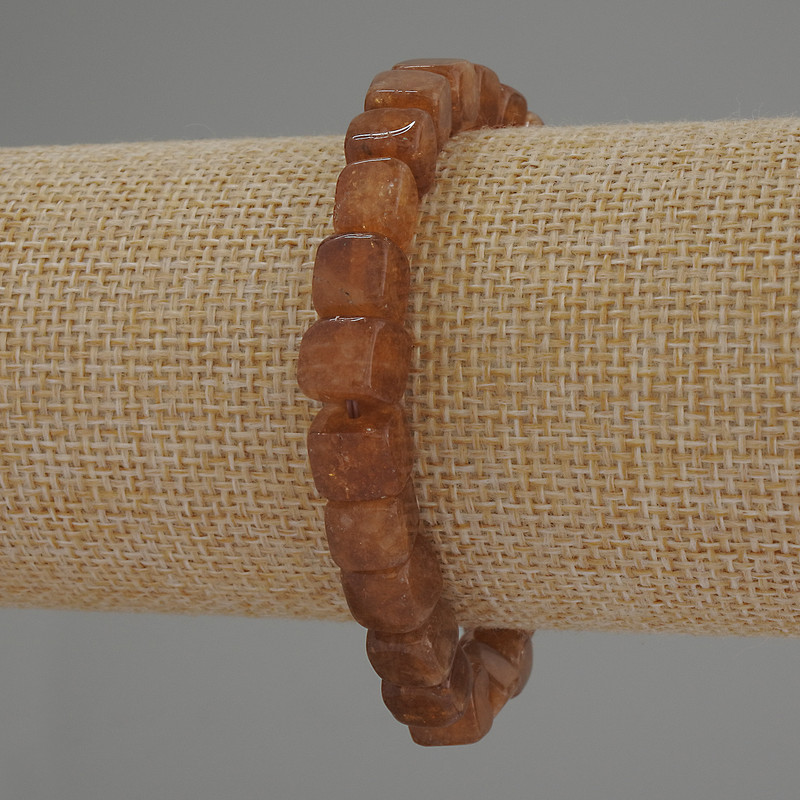 Citrine Cube Bracelet, 7mm Diameter, 18cm Length, Stretch