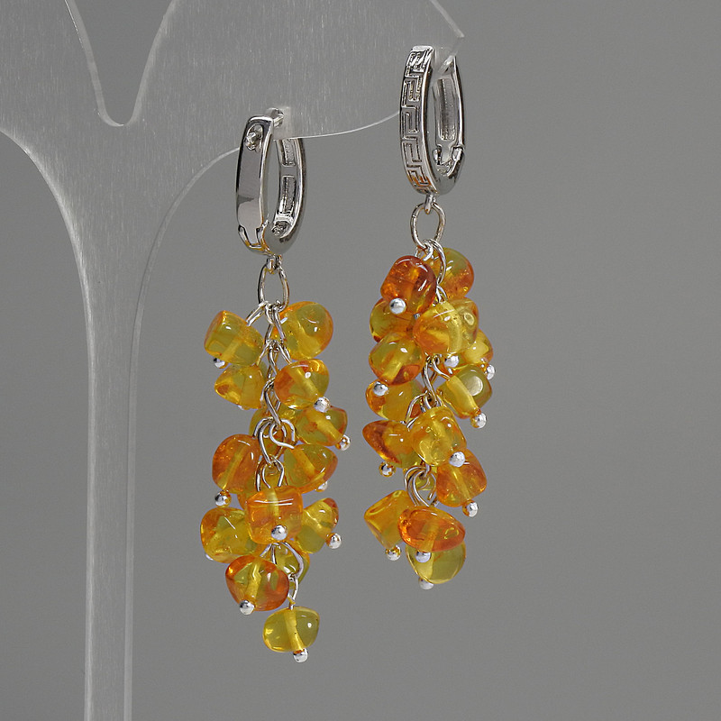 Amber Earrings - Faceted 6x6mm, thickness 14mm, length 55mm