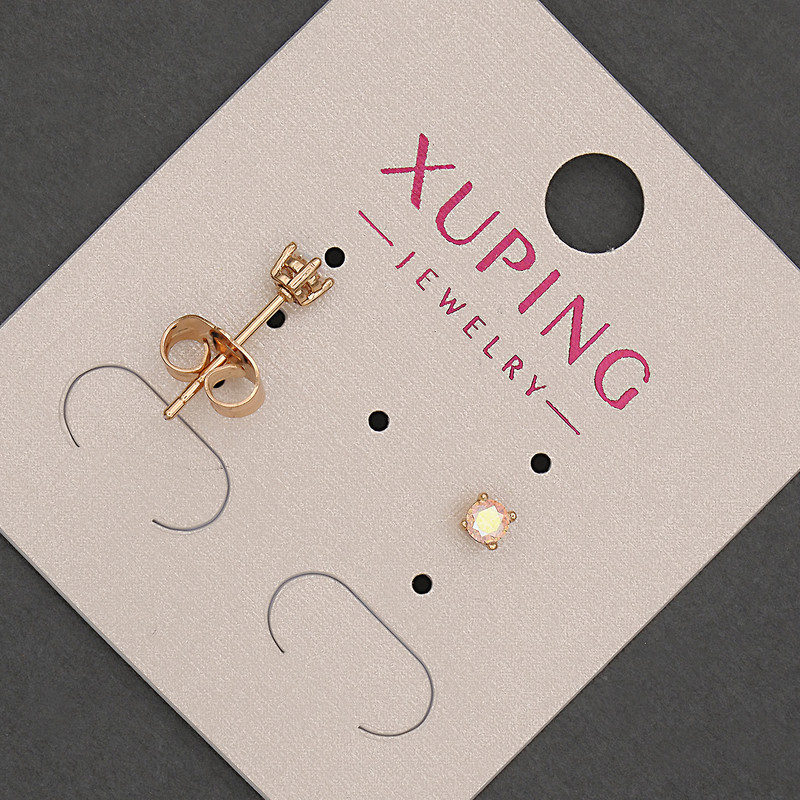 Xuping Rainbow Crystal Stud Earrings, 3 mm diameter, 18K Gold Plated