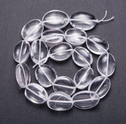 Beads of natural rock crystal, tumbled, diameter 14-19×14-17 mm, length 40 cm on thread
