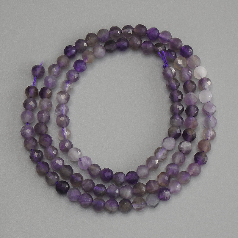 Faceted Amethyst Beads 4mm on Thread, Length 39 cm+