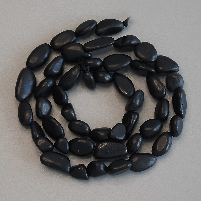 Shungite beads, drop-shaped, 7-10x8 mm, length 40 cm on thread